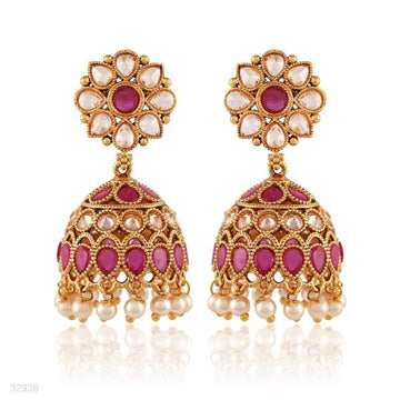 jhumki sm polki flwr. gld-red