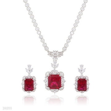 neckline set n+e fine zircon lux-silver-red