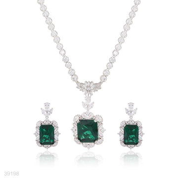 neckline set n+e fine zircon lux-silver-green
